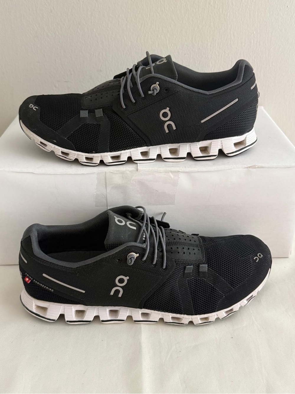 On Running Cloud Shoes Womens Size 10.5 Black White Swiss Sneakers